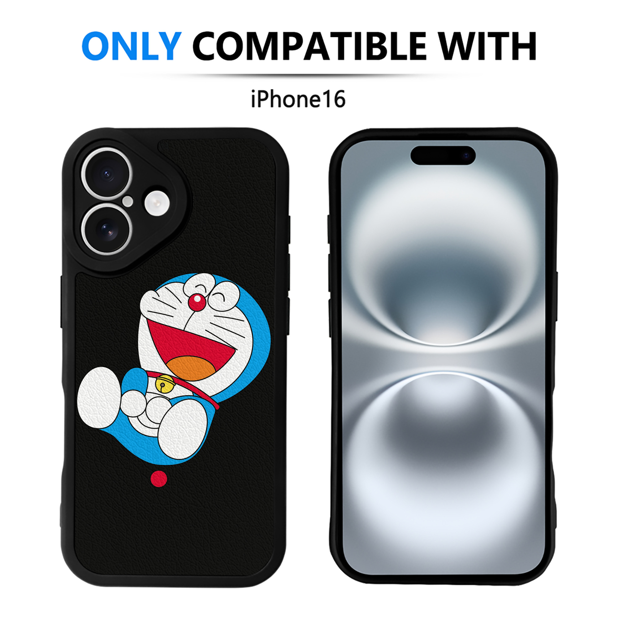 （画像用） ドラえもん Doraemon 【iPhone 16シリーズ対応】シリコンスマホケース（レザー調） 材質：シリコン